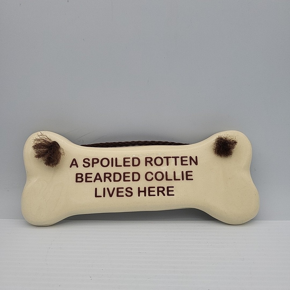 Spoiled‎ Beared Collie Lives Here Ceramic Wall Decor Smoky Mtn Pottery